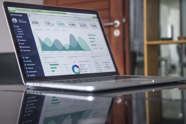 Statistiken auf einem Laptop mit Übersicht über Fuhrparkkosten