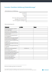 die Checkliste zur Anlieferung von Flottenfahrzeugen