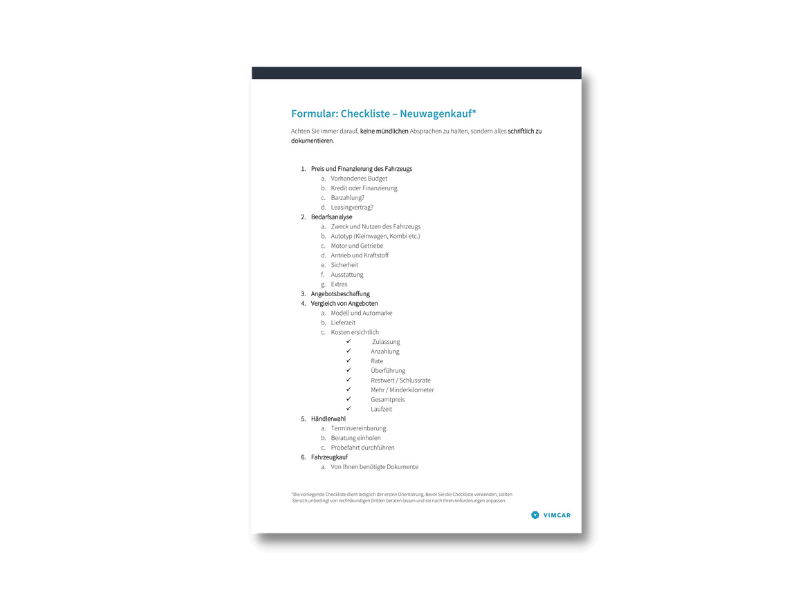 Vorschau Checkliste Neukauf