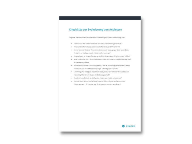 Checkliste & Tabelle Auswahl Fuhrparksoftware