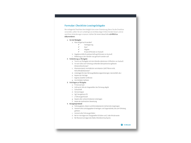 Checkliste zur Leasingrückgabe