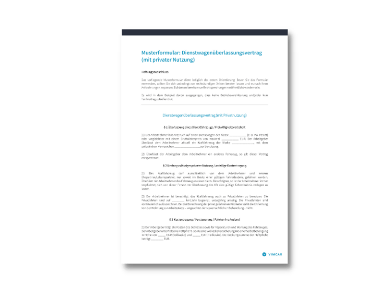 Dienstwagenüberlassungsvertrag