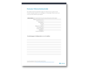 Formular Führerscheinkontrolle