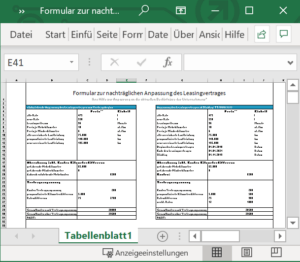 Formular zur nachträglichen Anpassung von Leasingverträgen