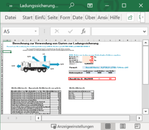 Vorschau Ladungssicherungsrechner