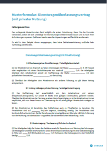 die Mustervorlage zum Dienstwagenüberlassungsvertrag