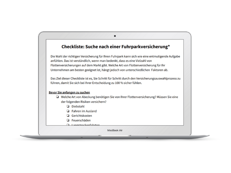 Checkliste Fuhrparkversicherung