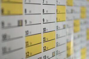Kalender für Festhalten der Termine im Fuhrpark