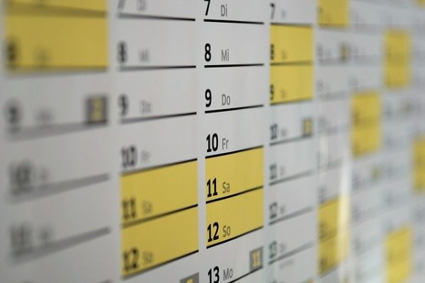 Kalender für Festhalten der Termine im Fuhrpark