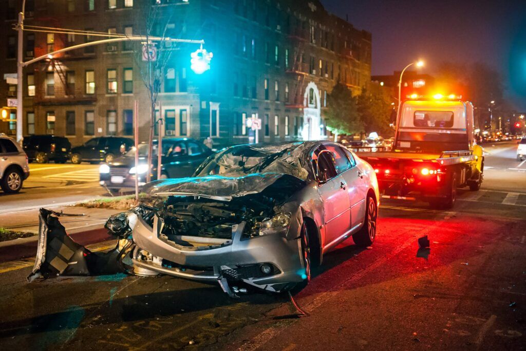 Unfallwagen am Unfallort