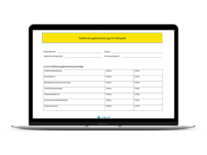 Gefährdungsbeurteilung Vorlage auf Laptop geöffnet
