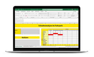 Vorlage zur Schadensanalyse auf Laptop geöffnet