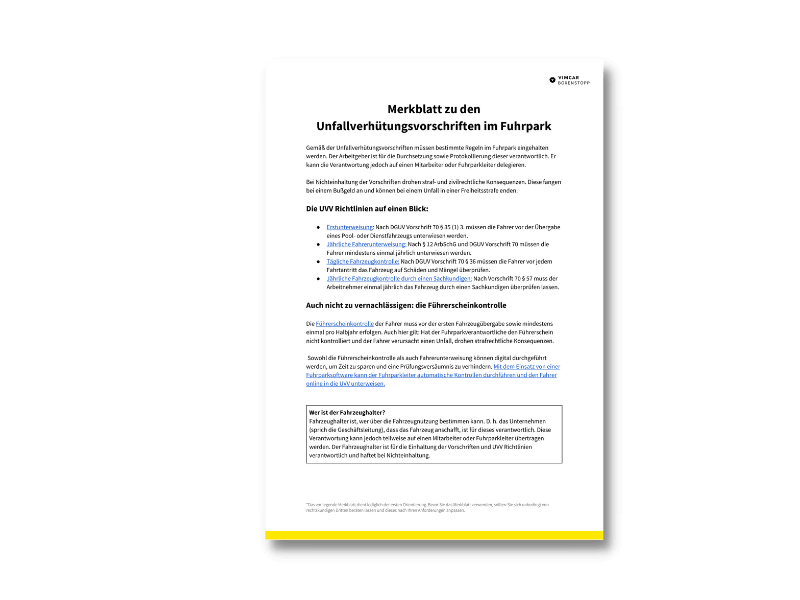 Merkblatt DGUV Vorschrift